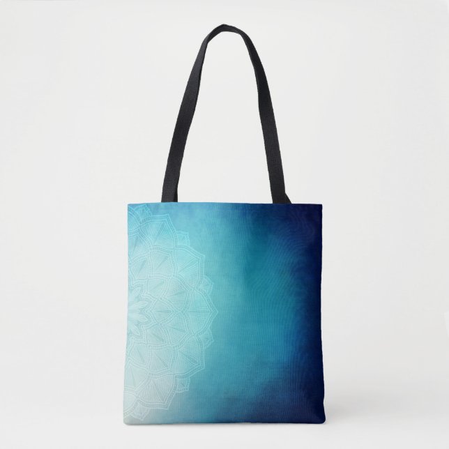 Bolso De Tela Resumen de Mandala azul de bonito (Anverso)