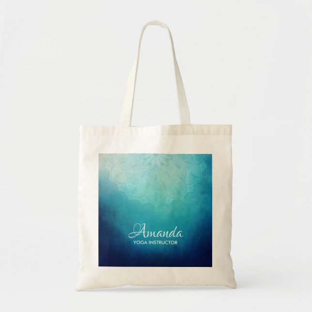 Bolso De Tela Resumen de Mandala azul de bonito (Frente)