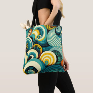 Bolso De Tela Resumen de obras de arte de las olas hippie de la