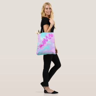 Bolso De Tela Resumen De Ondas Rosa Y Azul