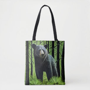 Bolso De Tela Resumen de oso negro rústico salvaje