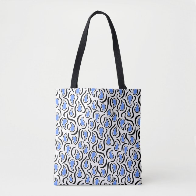 Bolso De Tela Resumen de Paisley 230523 - Baby Blue, B&W (Anverso)