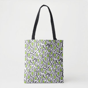 Bolso De Tela Resumen de Paisley 230523 - Martian Green, B&W