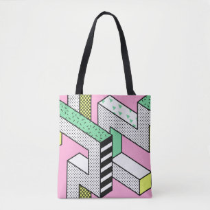 Bolso De Tela Resumen de patrones sin soldadura Memphis con geóm