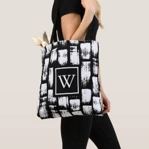 Bolso De Tela Resumen de pincel blanco y negro