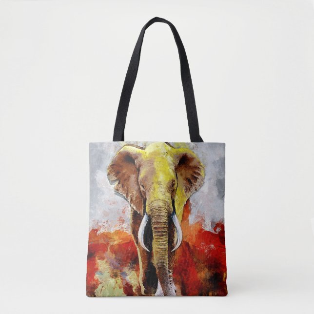 Bolso De Tela Resumen de pintura de aceite de elefante moderno (Anverso)