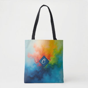 Bolso De Tela Resumen de pintura verde azul