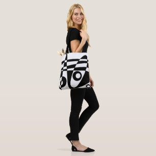 Bolso De Tela Resumen de Surfing White Black Check