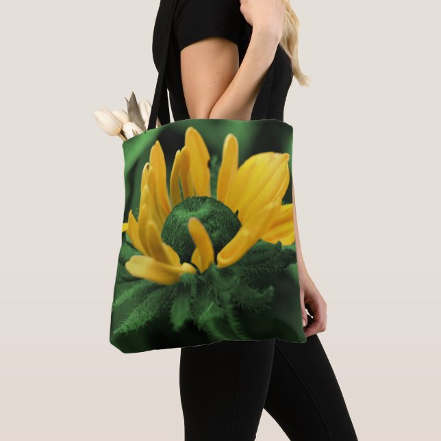 Bolso De Tela Resumen de Susan Flower Green Black Eyed (Detalle)