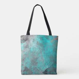 Bolso De Tela Resumen de turquesa azul acuático y gris angustiad