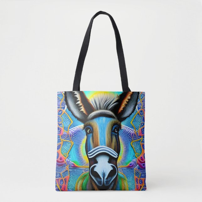 Bolso De Tela Resumen de un pequeño burro multicolor (Anverso)