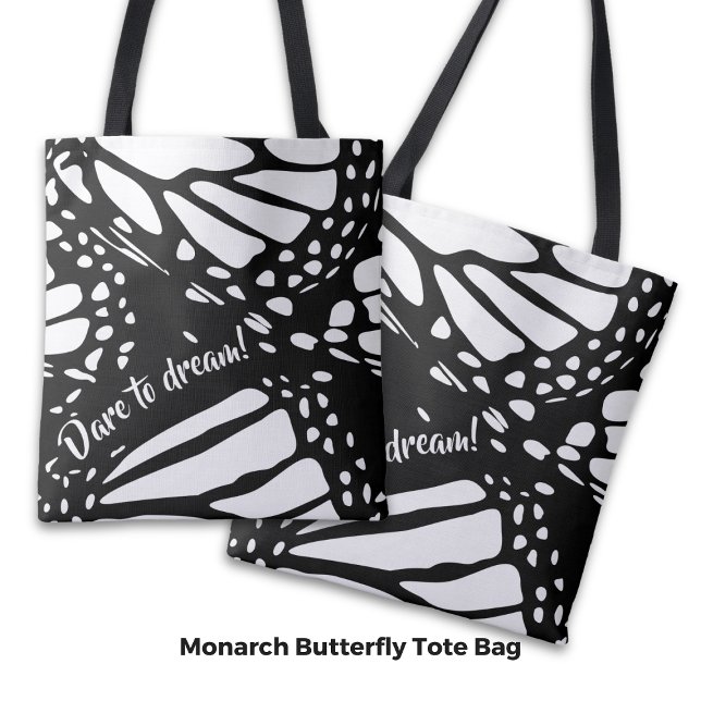 Bolso De Tela Resumen del ala de la mariposa monarca - ¡Atrévete (Abstract Monarch Butterfly Wing - Dare to Dream! Tote Bag)