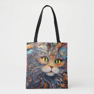 Bolso De Tela Resumen del encantamiento animal colorido del gato