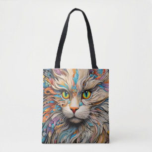 Bolso De Tela Resumen del encantamiento animal colorido del gato