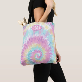 Bolso De Tela Resumen del tinte azul rosado violeta monograma