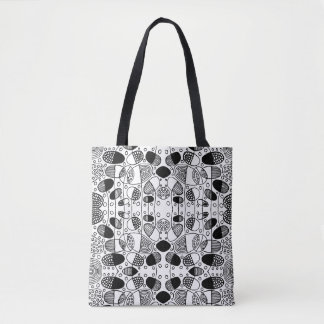 Bolso De Tela Resumen dibujado a mano 20319 - Negro sobre blanco