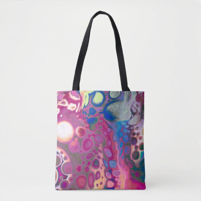 Bolso De Tela Resumen digital moderno púrpura, azul y rosa (Anverso)