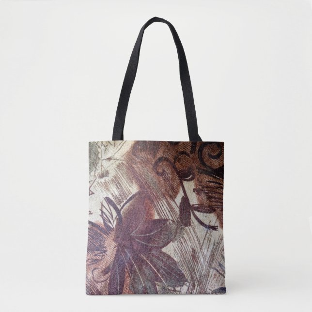 Bolso De Tela Resumen Diseño floral marrón 1 (Anverso)