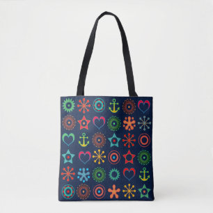 Bolso De Tela Resumen, divertido, formas, retro