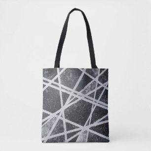 Bolso De Tela Resumen en blanco y negro de las líneas blancas