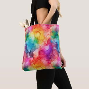 Bolso De Tela Resumen Estilo de tinta de alcohol Arcoiris