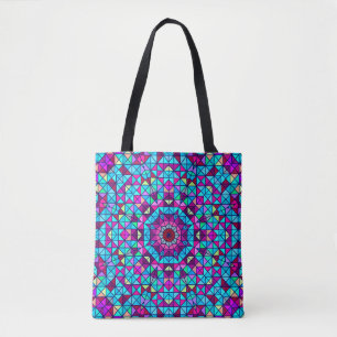 Bolso De Tela Resumen Flor Decorativa Digital Colorida. Geome