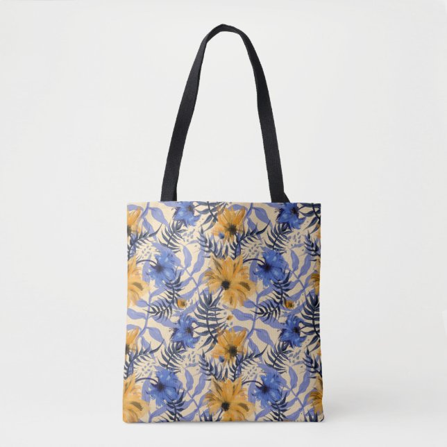 Bolso De Tela Resumen Floral: acuarela patrón moderno (Anverso)