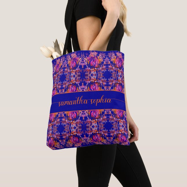 Bolso De Tela Resumen floral azul (Detalle)