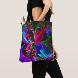 Bolso De Tela Resumen floral moderno Patrón azul rojo del arte #