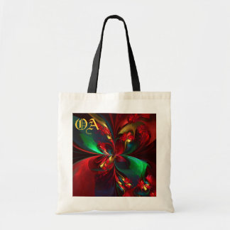 Bolso De Tela Resumen floral moderno Patrón verde rojo del arte