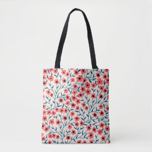 Bolso De Tela Resumen Floral: Patrón Vintage floreciente.