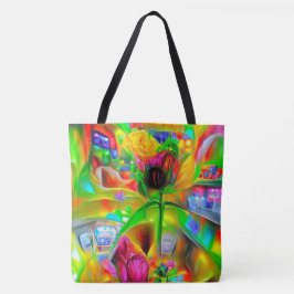 Bolso De Tela Resumen Flores psicodélicas