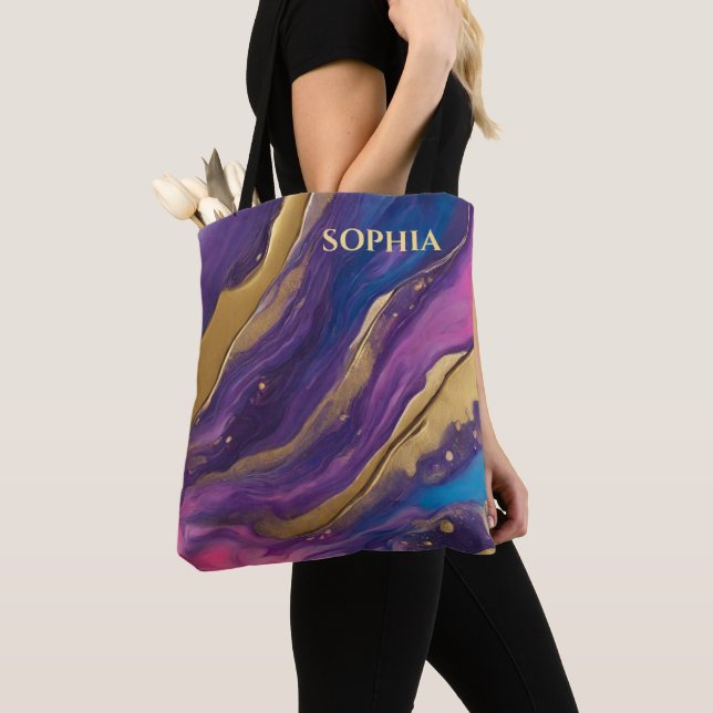 Bolso De Tela Resumen Flujo Art-Blue Pink and Gold- (Detalle)