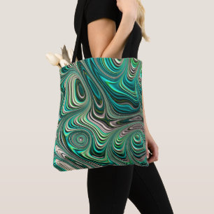 Bolso De Tela Resumen fractal de Paua Abalone en las cuentas