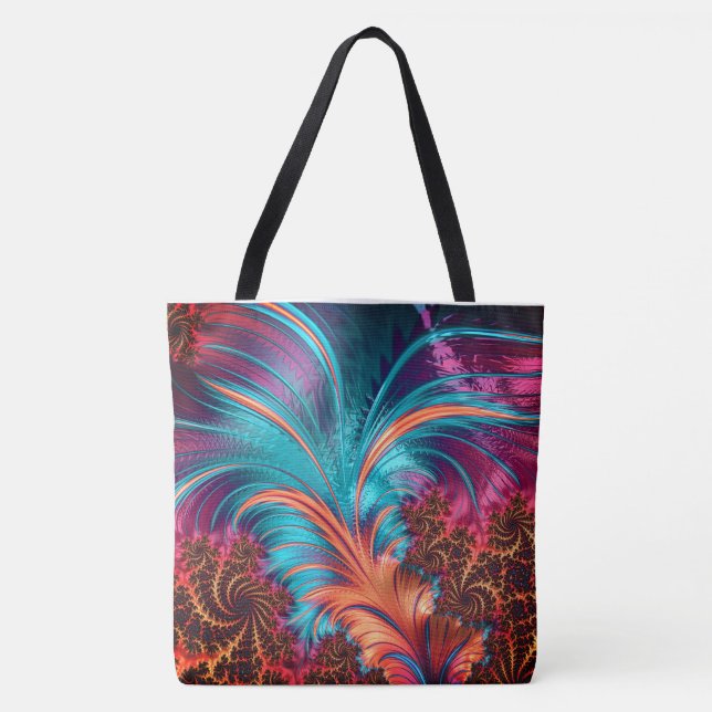 Bolso De Tela Resumen fractal de plumas (Anverso)