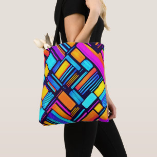Bolso De Tela Resumen geométrico neón