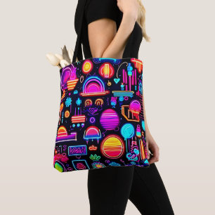 Bolso De Tela Resumen geométrico neón