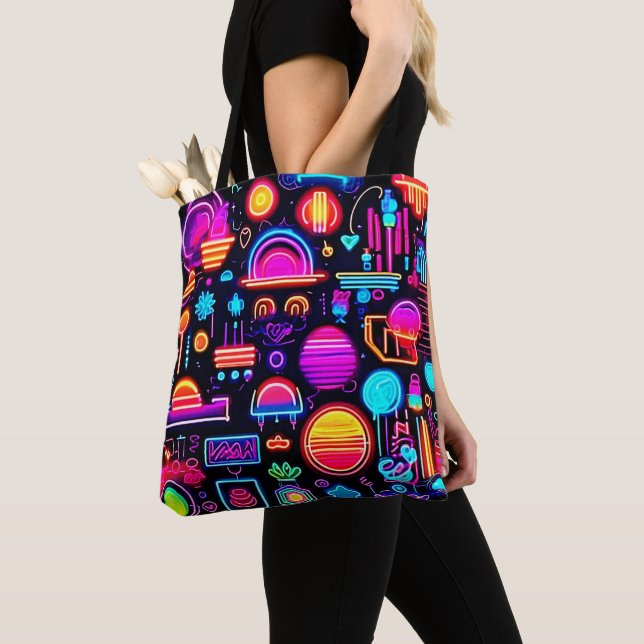 Bolso De Tela Resumen geométrico neón (Detalle)