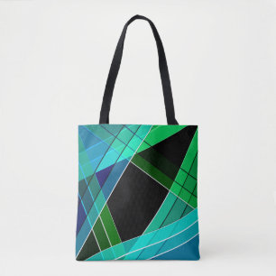 Bolso De Tela Resumen, geométrico , verde , azul , negro