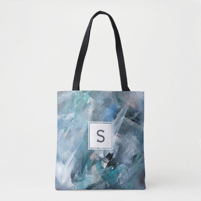 Bolso De Tela Resumen gris azul Arte contemporáneo (Anverso)