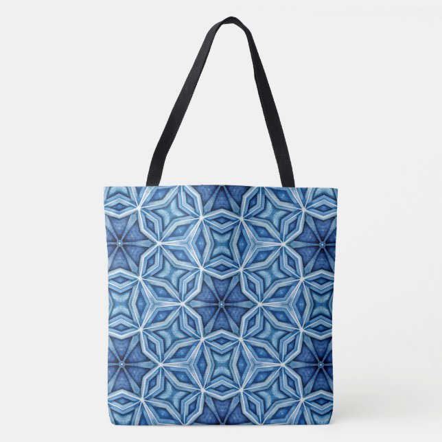 Bolso De Tela Resumen Icy Blue Crystal Pattern (Anverso)