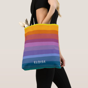 Bolso De Tela Resumen moderno y elegante arte de rayas de arcoir