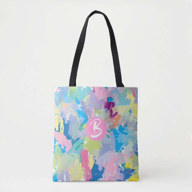 Bolso De Tela Resumen: Monograma moderno Tote Bag (Anverso)