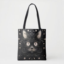 Resumen negro Tote gráfico de gato moderno