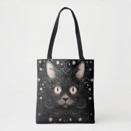Bolso De Tela Resumen negro Tote gráfico de gato moderno