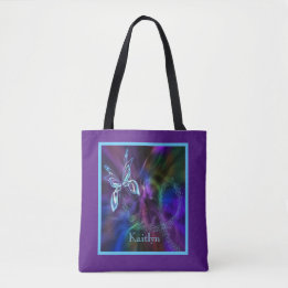 Bolso De Tela Resumen Neon Blue Purple Bright Butterfly Tote