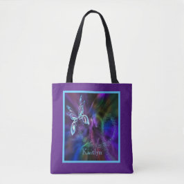 Bolso De Tela Resumen Neon Blue Purple Bright Butterfly Tote