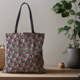 Bolso De Tela Resumen nombre de patrón triangular gris