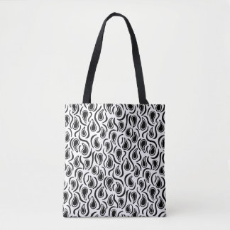 Bolso De Tela Resumen Paisley 230523 - Blanco y negro