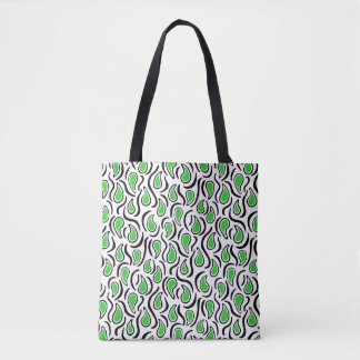 Bolso De Tela Resumen Paisley 230523 - Green Spring, B&W